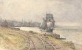 A trading schooner sailing down the river - Henry Robert Robertson