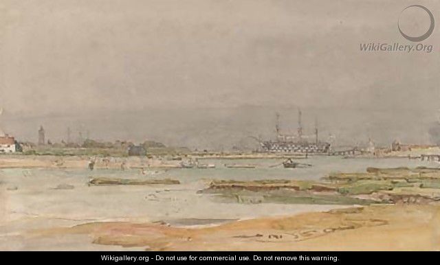 A calm day on the estuary at Portsmouth - Henry Robert Robertson