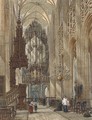 Figures in a cathedral interior - Henry William Brewer