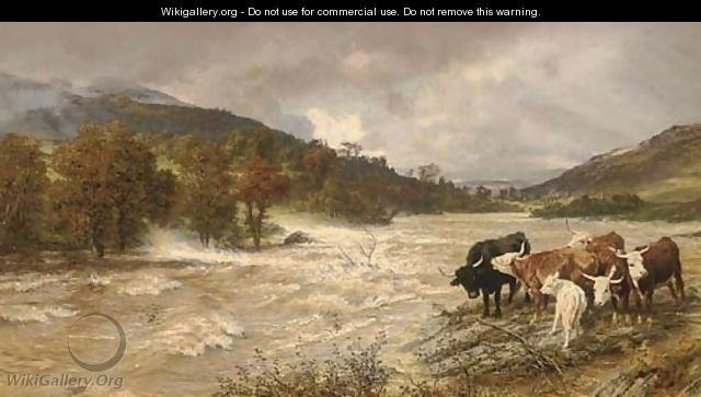 A flood on the Wye, subsiding - Henry William Banks Davis, R.A.