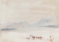 A Swiss lake with cattle - Hercules Brabazon Brabazon