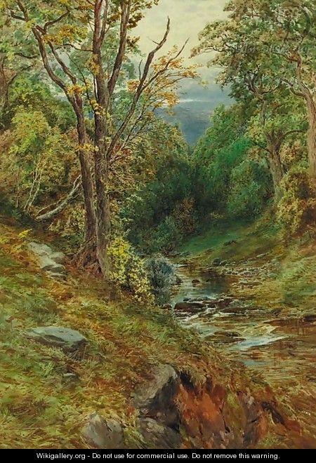 A wooded river landscape - Herbert Moxon Cook