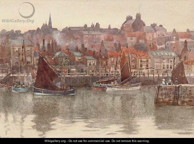 Fishing trawlers in the harbour at Whitby - Herbert Menzies Marshall