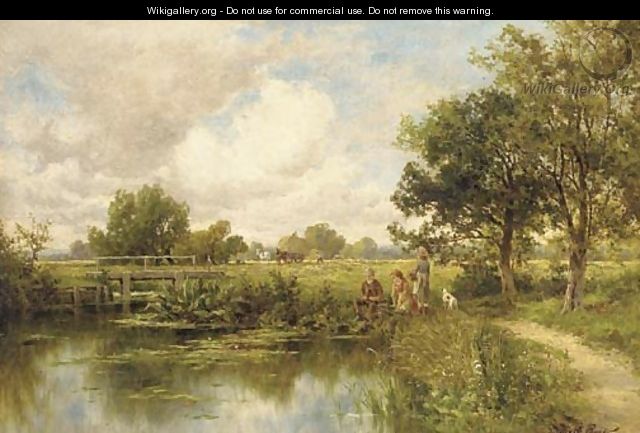 A fishing party, with haymakers beyond - Henry Hillier Parker