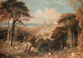 Cook's Folly, near Bristol, with deer in the foreground - Henry G. Gastineau