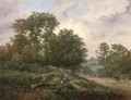 Children playing in an extensive wooded landscape - Henry Lines