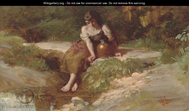 Resting at the stream - Henry Le Jeune
