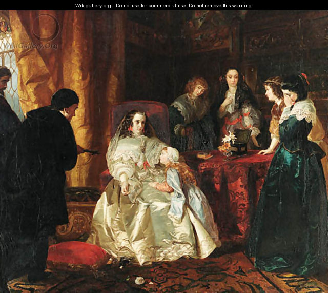 The despair of Henrietta Maria over the death of her husband King Charles I - Henrietta Mary Ward