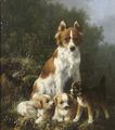 Three pups and their mother - Henriette Ronner-Knip