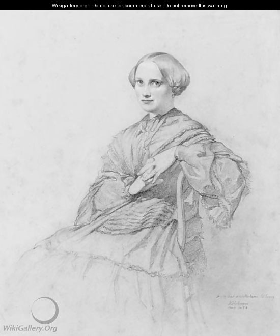 A portrait of a seated lady - Henri Lehmann