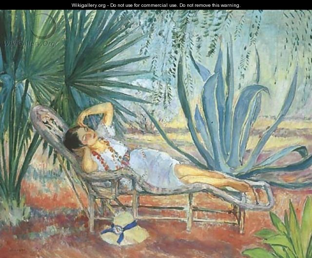 St. Tropez, Marthe assoupie dans une chaise longue - Henri Lebasque