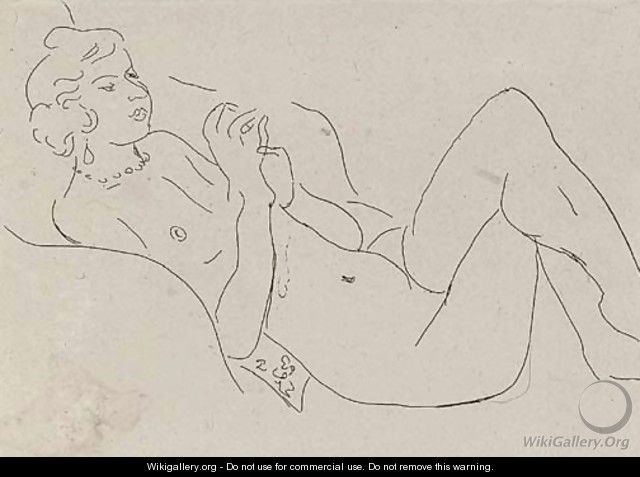 Nu allonge, les Jambes repliees, avec un Collier - Henri Matisse