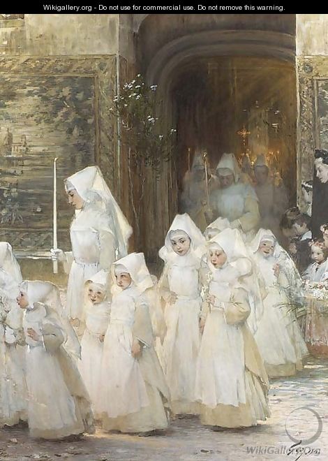 Theorie des petites filles a la procession de la fete dieu - Henri-Jules-Jean Geoffroy (Geo)