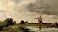 A windmill in a Dutch landscape - Johan Hendrik Weissenbruch