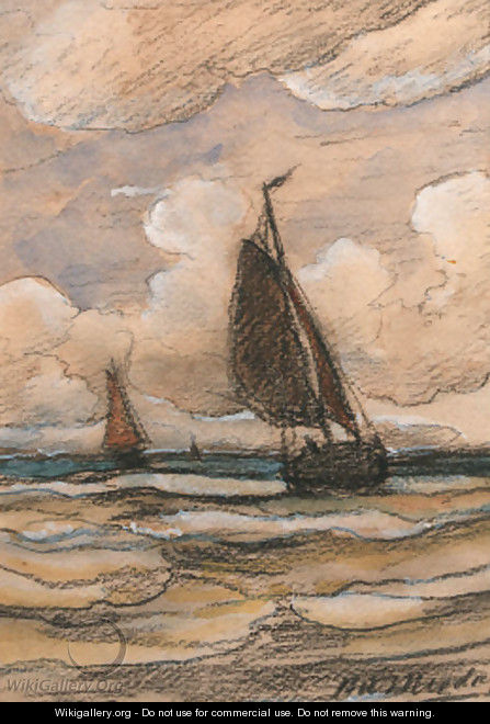 Bomschuiten at sea - Hendrik Willem Mesdag