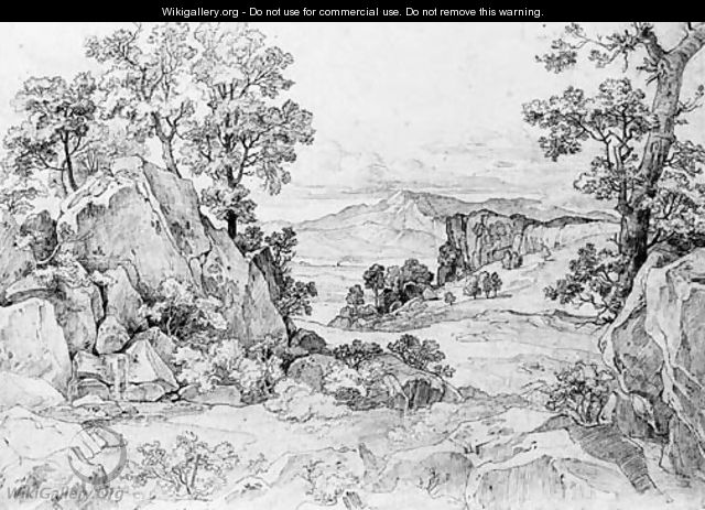 A rocky wooded landscape near Olevano - Heinrich Reinhold