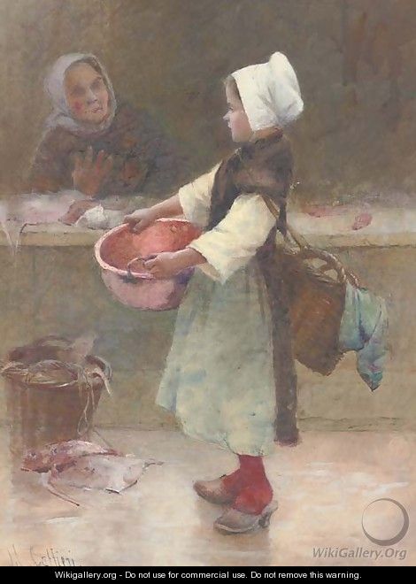 The young Breton fishergirl - Hector Caffieri