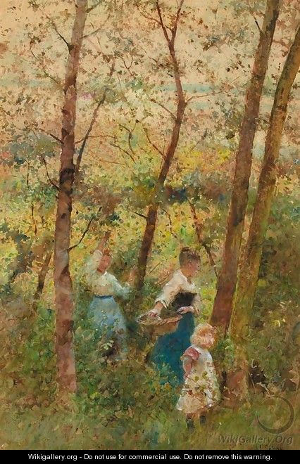 Gathering berries in a wood - Hector Caffieri