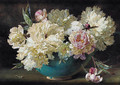 Pink and white peonies in a bowl - Helen Cordelia Coleman Angell