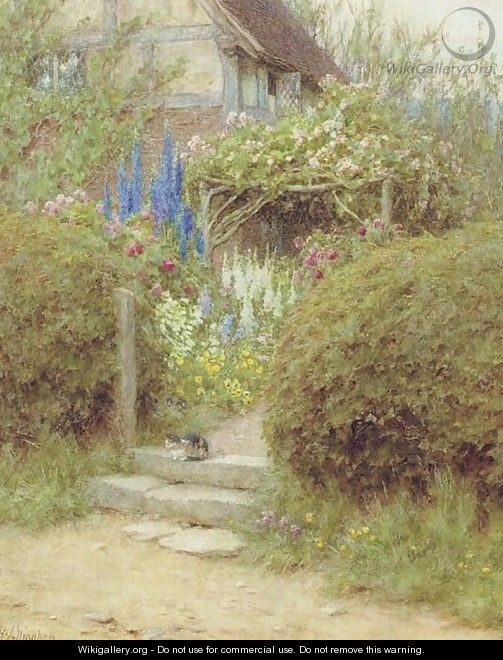A Cottage Gate, West Horsley, Surrey - Helen Mary Elizabeth Allingham, R.W.S.