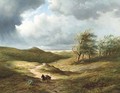 After the storm travellers on a path in an extensive undulating landscape - Hendrik-Dirk Kruseman van Elten