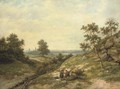 Woodgatherers in a hilly landscape - Hendrik Barend Koekkoek