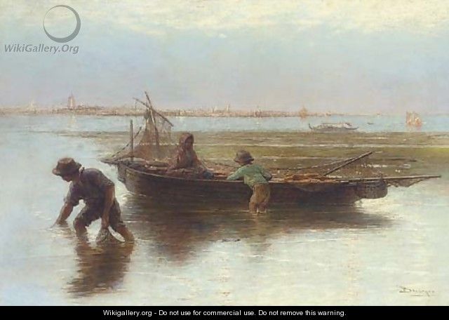 Shell fishers on the Venetian Lagoon - Hendricus-Jacobus Burgers