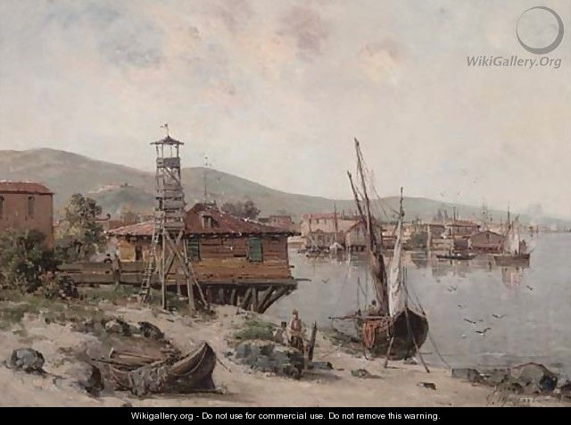 An eastern fishing village - Gustave Mascart