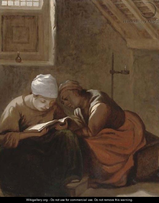 Two women reading in an interior - Harmen Fransz. Hals
