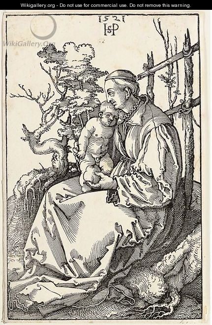 The Virgin with the Pear and Child on the Bank - Hans Sebald Beham