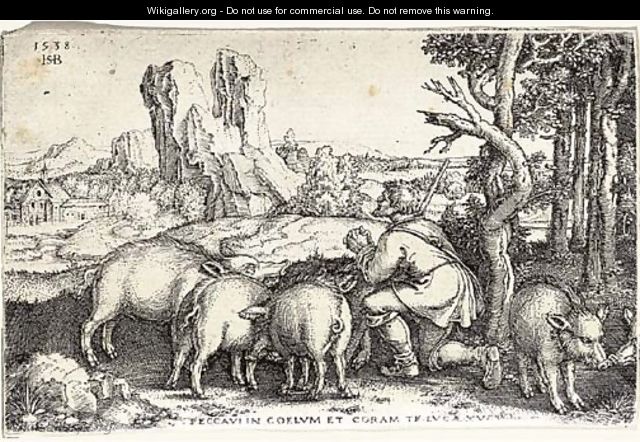 The Prodigal Son tending the Swine - Hans Sebald Beham