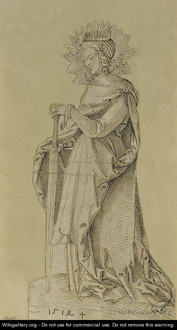 Saint Catherine leaning on a sword - Hans Leonhard Schaufelein