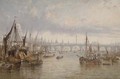 Hay barges on the Thames, St. Paul's Cathedral beyond - Francis Maltino