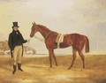 Zillot, a Chestnut Racehorse, held by his owner, Mr. F.R. Price on a racecourse - Francis Calcraft Turner