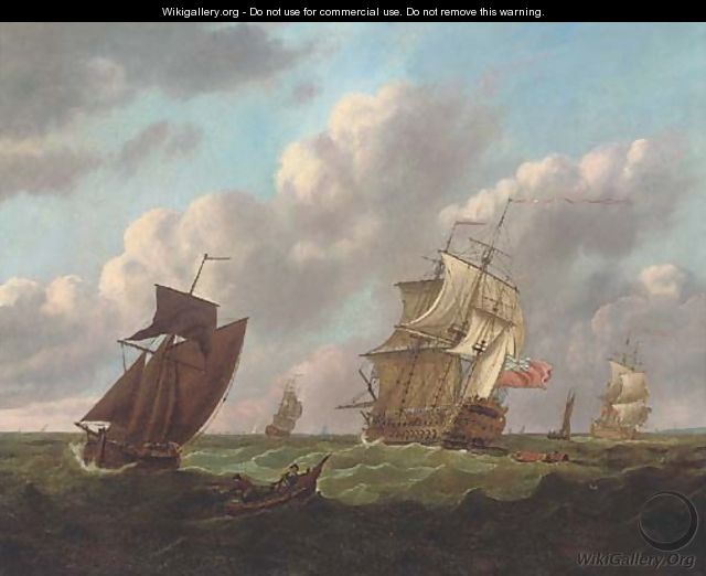 Two flagships passing in the Channel - Francis Swaine
