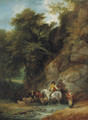 Figures and livestock at a woodland pool in Hawkstone Park, Shropshire - Francis Wheatley