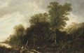 A wooded landscape with nymphs bathing in a river - Francis Van Knibbergen