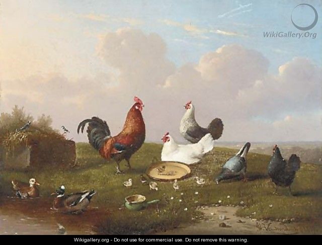 Poultry in a landscape at springtime - Francois Vandeverdonck