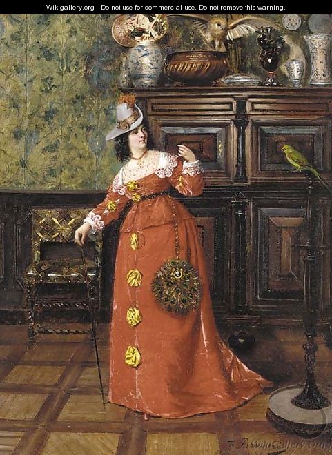 An elegant lady in a salon - François Brunery