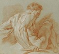 A seated nude holding a staff - François Boucher