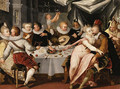 A Merry Company at a Banquet in a Palatial Interior - Franco-Flemish School