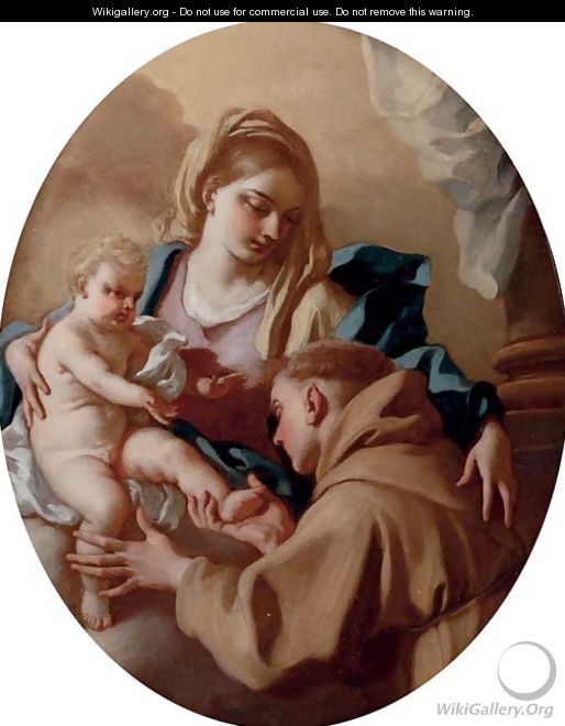 The Madonna and Child with Saint Francis - Francesco De Mura Naples