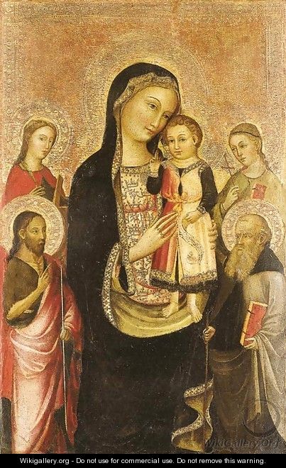 The Madonna and Child with Saints Catherine of Alexandria, John the Baptist, Anthony the Great and a female saint - Francesco D