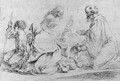 Two figures praying with beggars and a dog, after Guercino - Francesco Bartolozzi