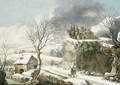 A winter landscape with travelers on a path - Francesco Foschi
