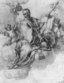 Saint Francis Xavier on Clouds holding a Lily and a Book with Putti - Francesco Solimena