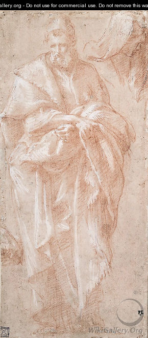 A standing prophet and a study of the head of a woman wearing a veil - Francesco Primaticcio