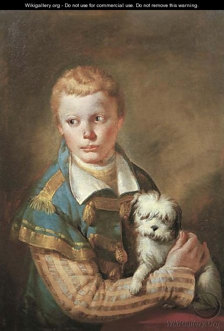 Portrait of a young boy with a dog - Francesco Zugno