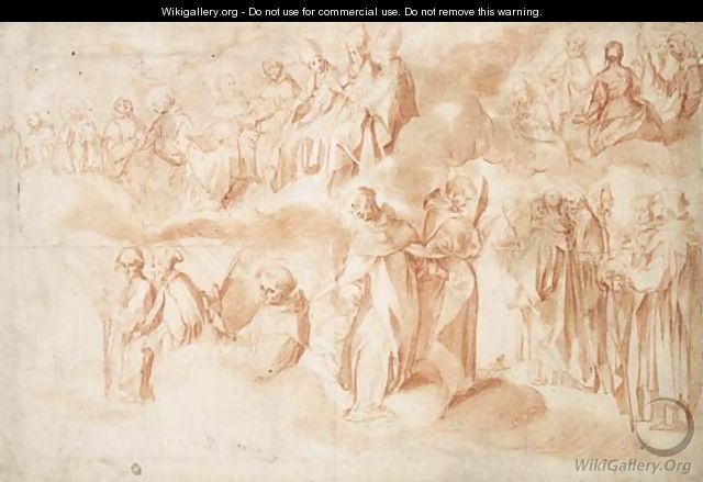 The Saints Of Siena Studies For The Map Of Siena - Francesco Vanni