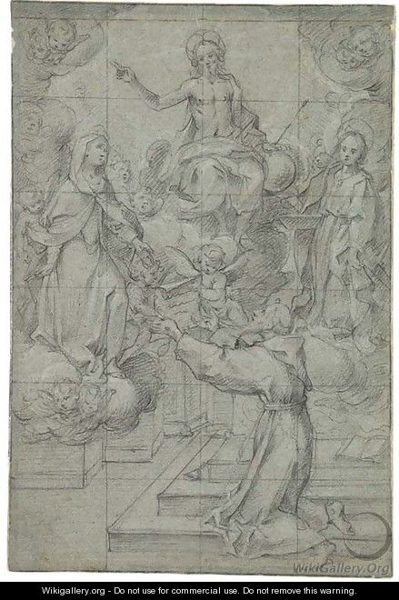 Il Perdono di Assisi The Madonna interceding with Christ on behalf of Saint Francis, attended by a female saint - Francesco Vanni